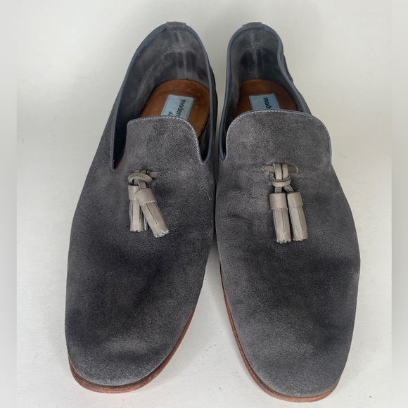 Modern Fiction Shoes Loafers Slip Ons Men Size 46 US 13 Gray Suede - Picture 1 of 16